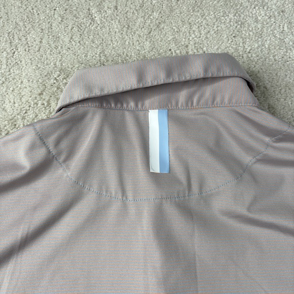 Rhoback Shirt Men's Large Short Sleeve Golf Performance Polo Blue Orange Striped - Picture 15 of 16